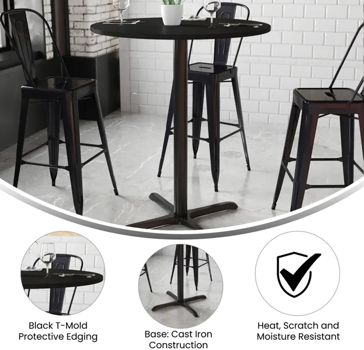 Restaurant Dining Table and Bases - Bar Height