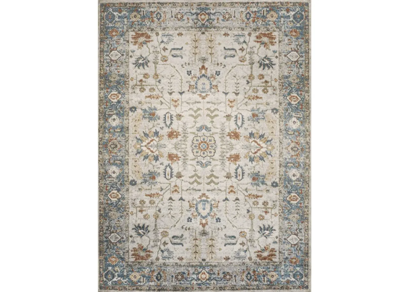 Hiero Persian Border Low-Pile Machine-Washable Cream/Terra Rug