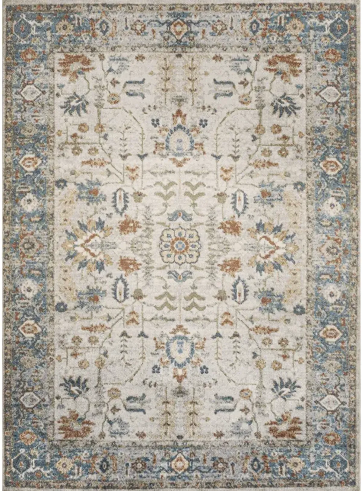 Hiero Persian Border Low-Pile Machine-Washable Cream/Terra Rug