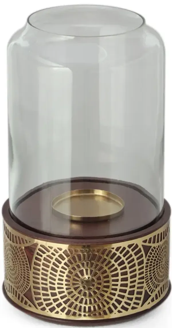 Decorative 12 Inch Candle Holder Hurrican with Rounded Glass Cover -Benzara