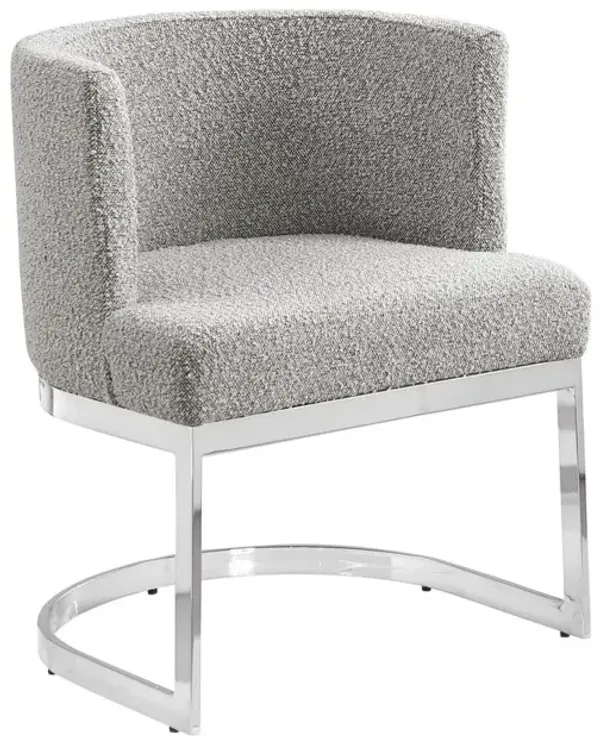 Rich Gray With Silver Chrome Base Barrel Chair (Single Chair)