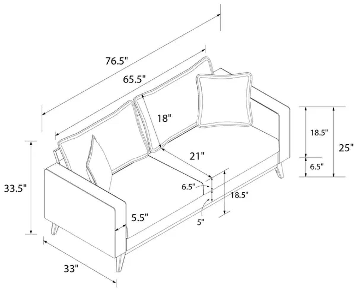 Merrill Pillowback Wood Stretcher Sofa