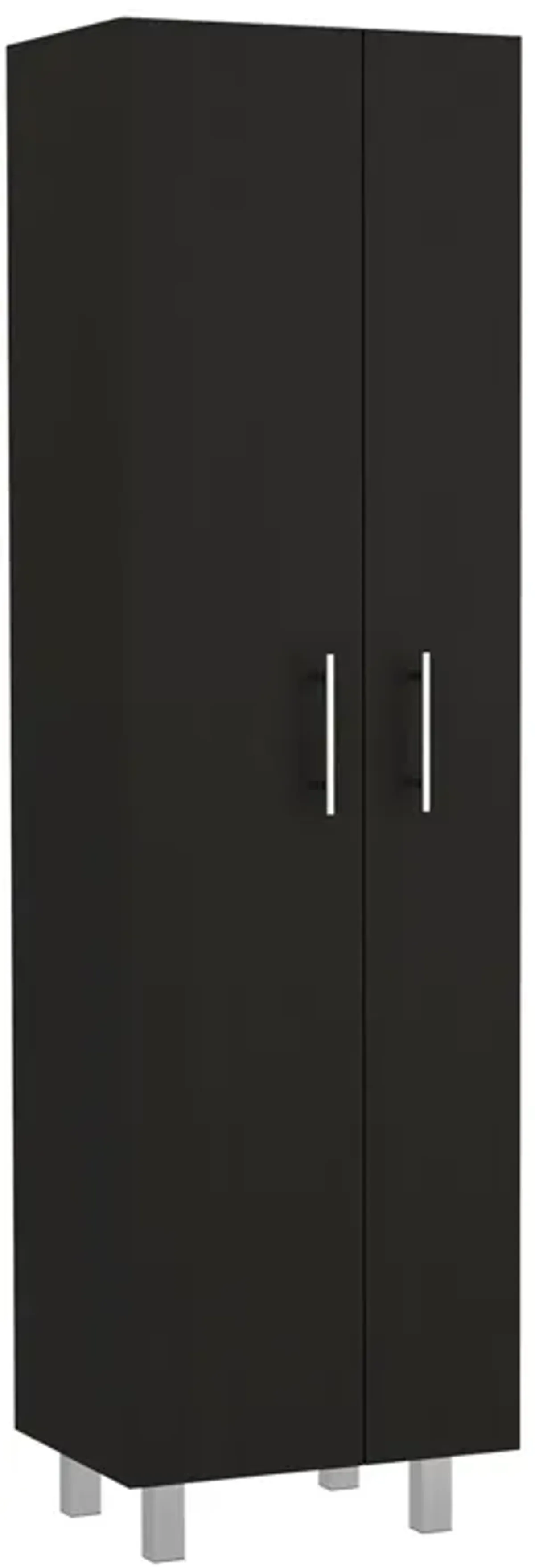 Nala Cleaning Cabinet, Double Door, Four Legs, Five Shelves -Black / White