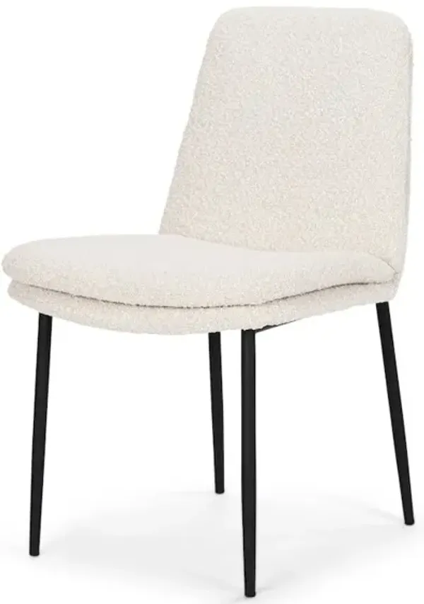 Mercana Furniture & Decor Dining Chair Cream Boucle Fabric & Matte Black Metal