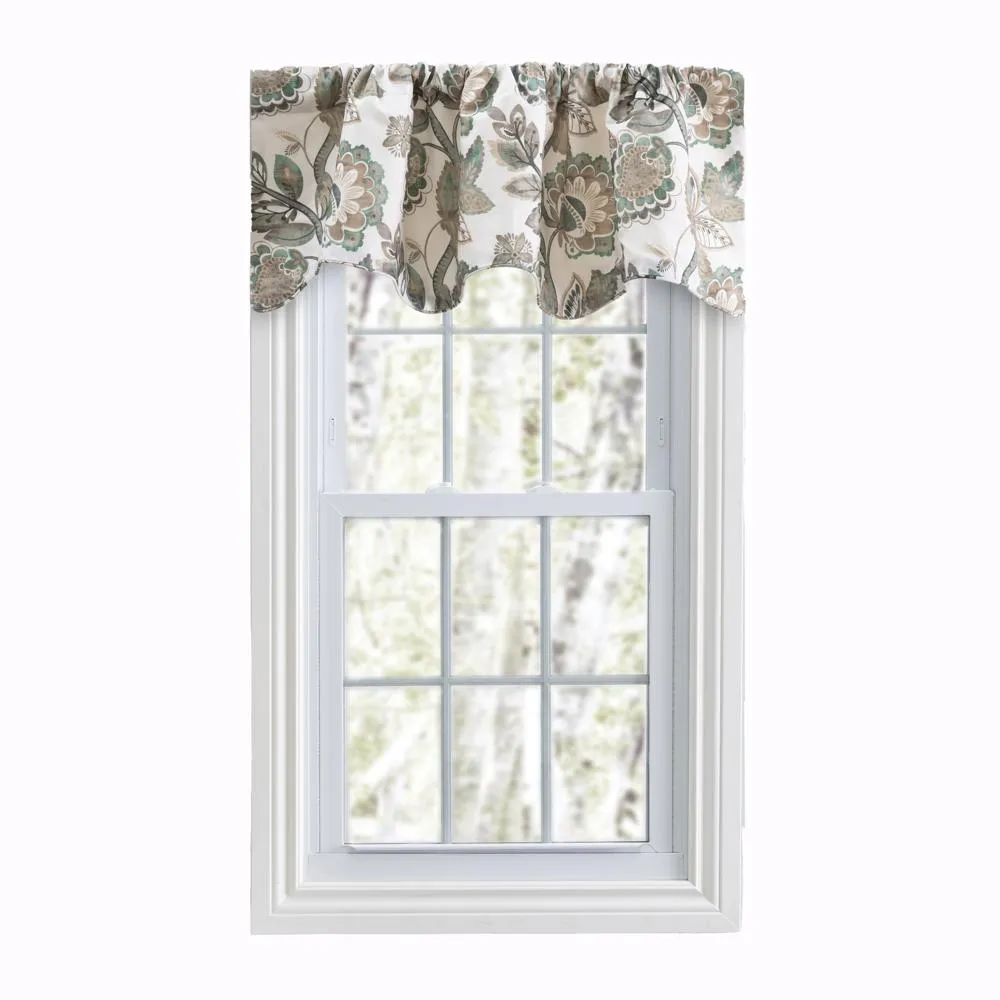 Ellis Curtain Wynette Lined Scallop 3" Rod Pocket Valances for Windows 50" x 16" Blue