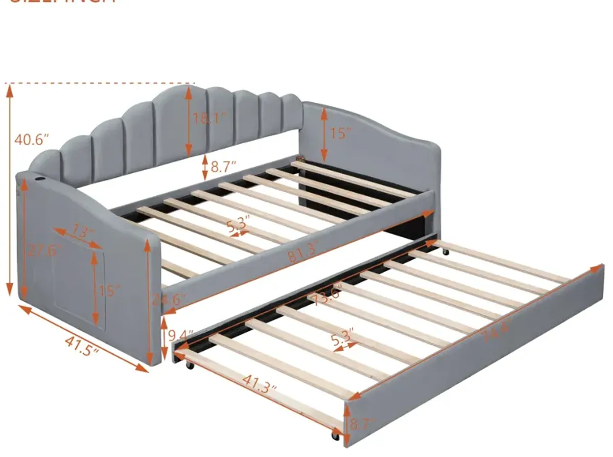 Merax Upholstered Daybed Bed Frame with Trundle