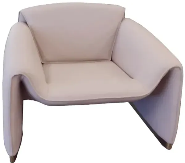 EKY1011 MODERN METAL FRAME PINKISH GRAY ITALIAN TOP GRAIN LEATHER WITH LEATHER MATCH ACCENT CHAIR