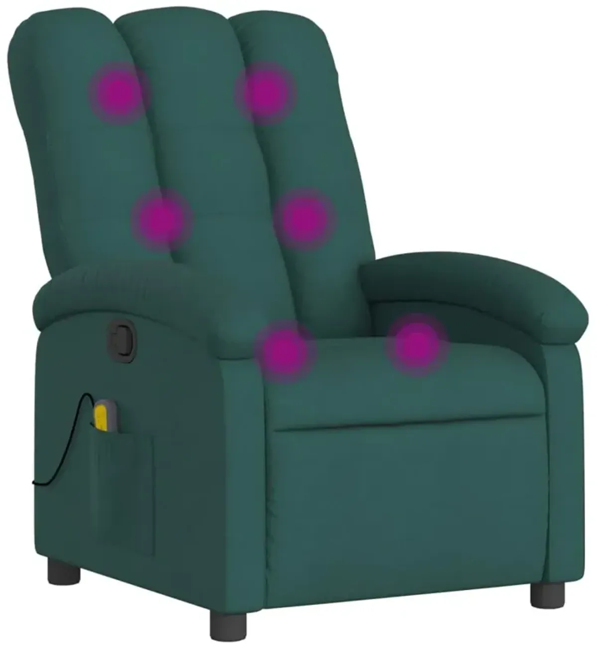 vidaXL Massage Recliner Chair Dark Green Fabric