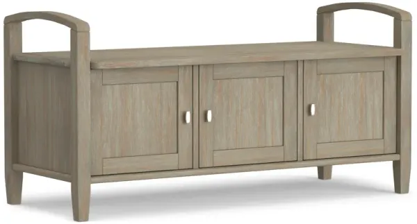 Warm Shaker SOLID WOOD 44 inch Wide Transitional Entryway Storage Bench in Distressed Grey