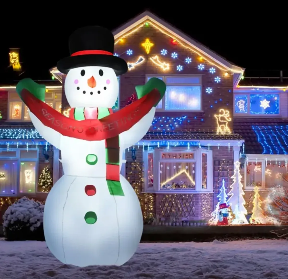 Hivvago 6 Feet Inflatable Christmas Snowman with LED Lights Blow Up Outdoor Yard Decoration