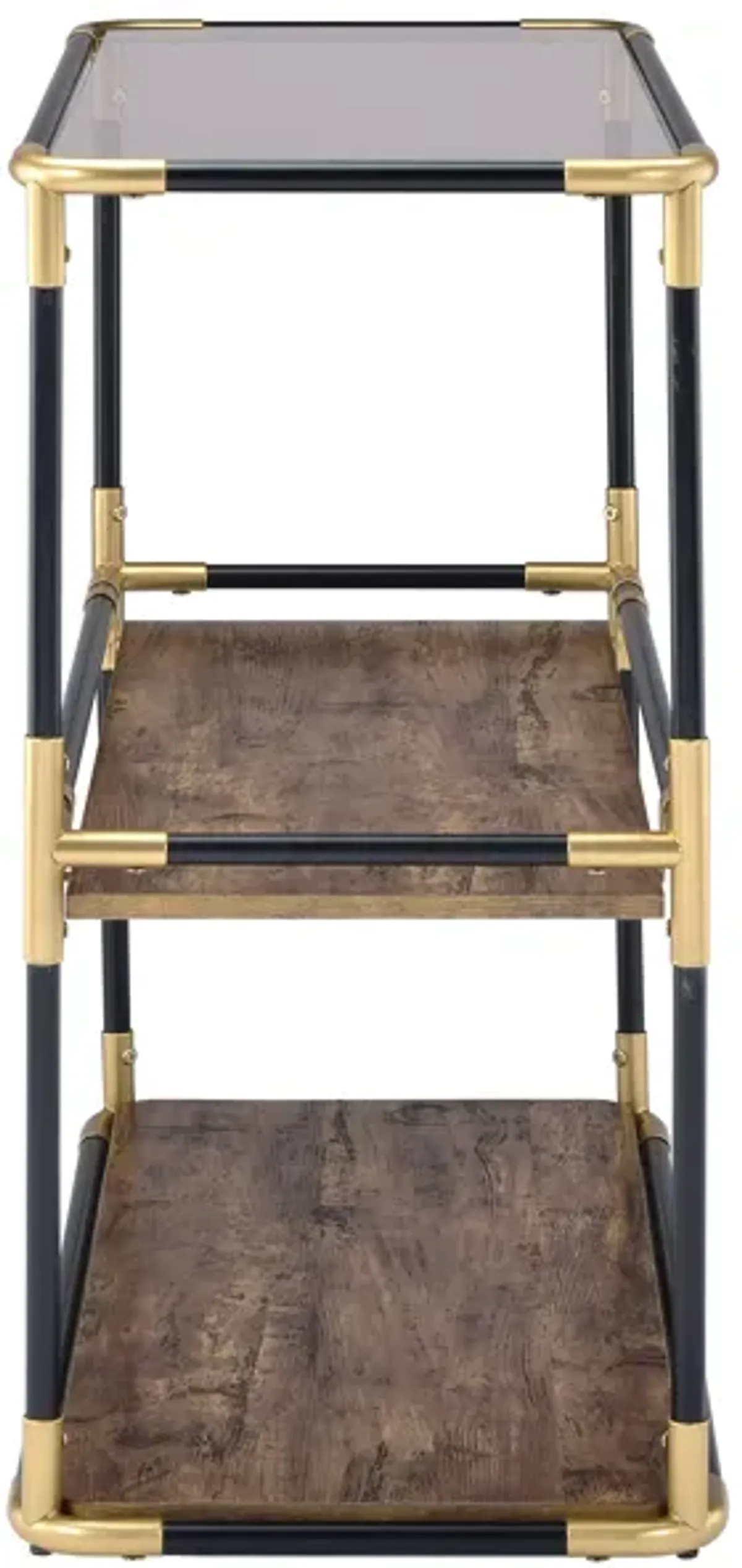 ACME Heleris Console Table, Black/Gold & Smoky Glass