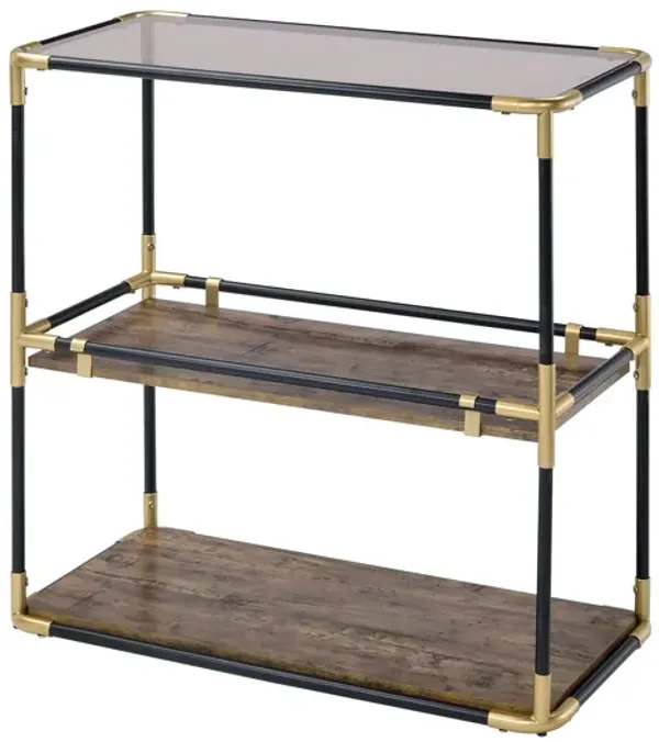 ACME Heleris Console Table, Black/Gold & Smoky Glass