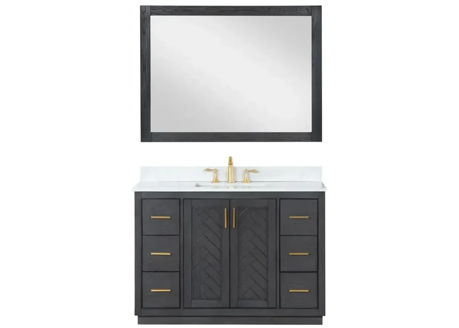 Altair 48 Single Bathroom Vanity Set in Brown Oak with Mirror