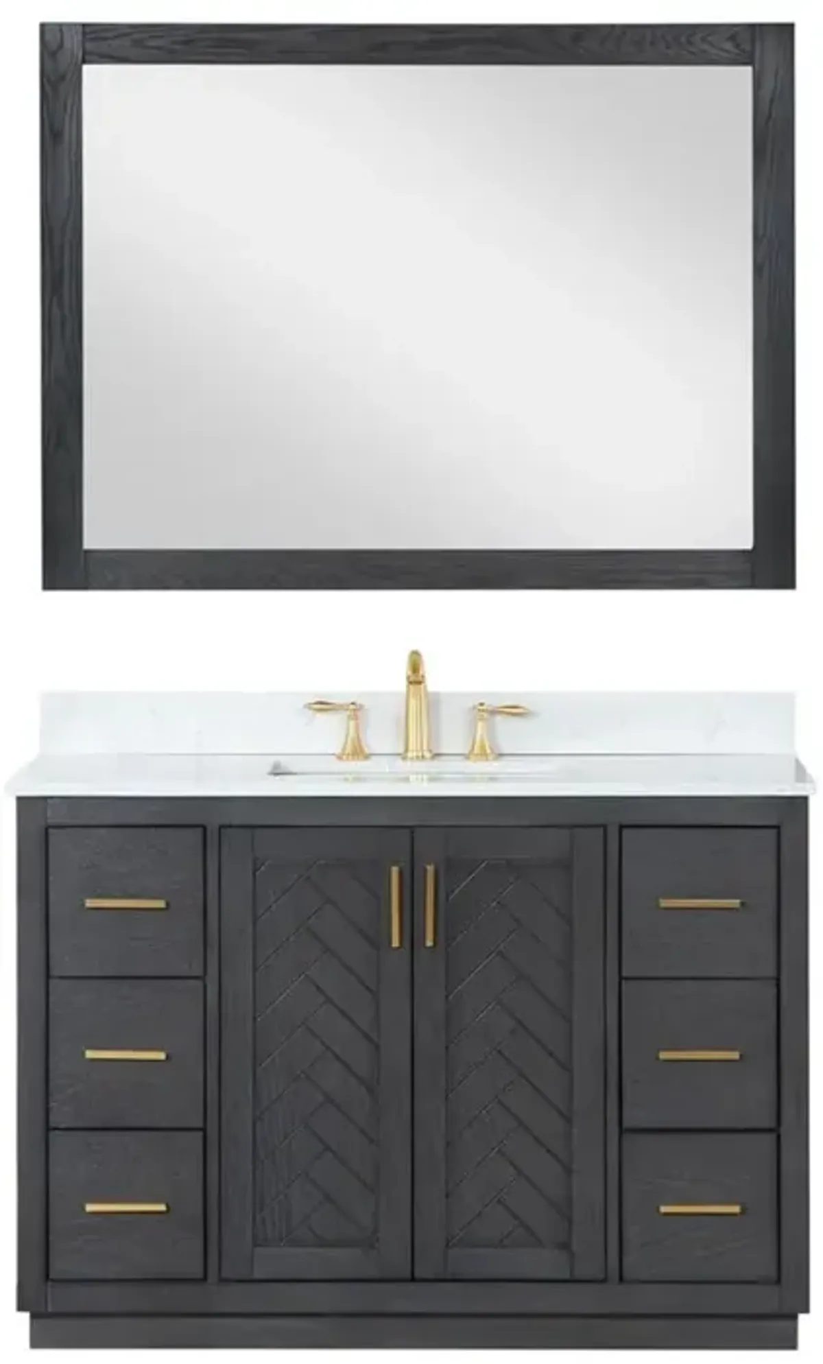 Altair 48 Single Bathroom Vanity Set in Brown Oak with Mirror