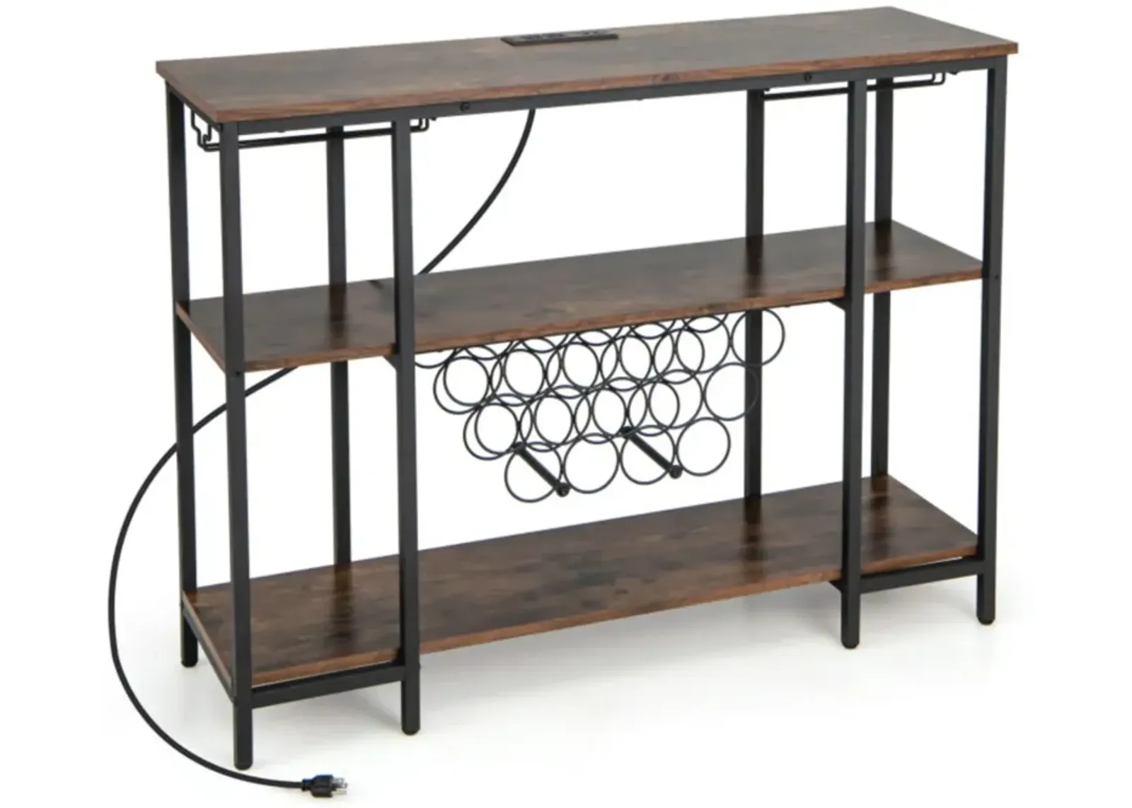 Hivvago Industrial Wine Rack Wine Bar Cabinet with Storage Shelves