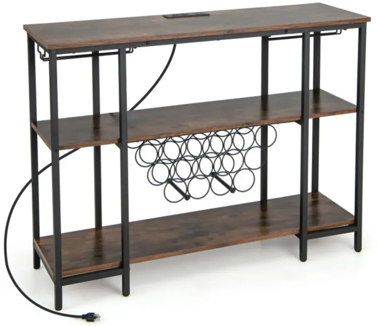 Hivvago Industrial Wine Rack Wine Bar Cabinet with Storage Shelves