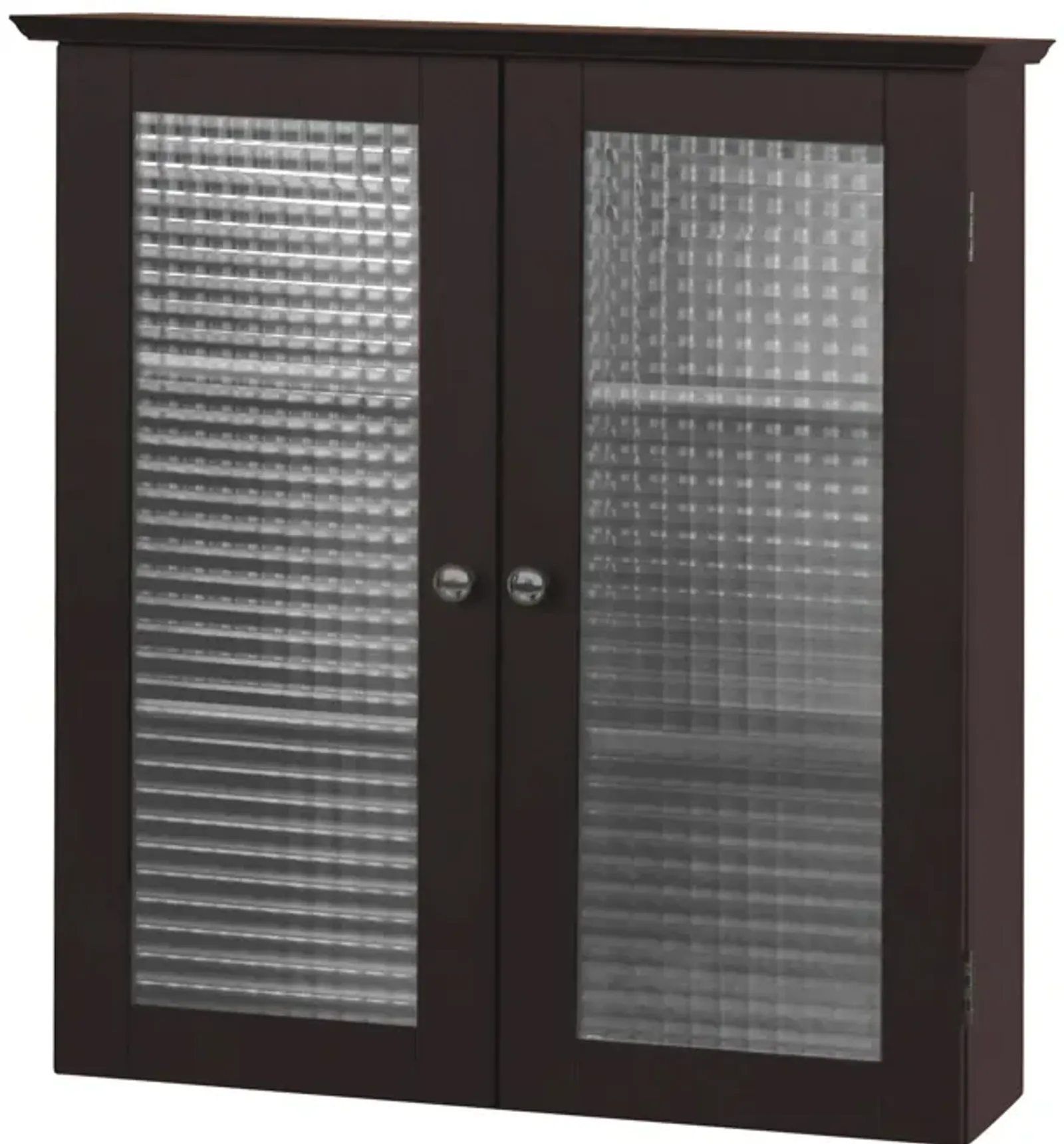 Teamson Home Chesterfield Removable Wooden Wall Cabinet with 2 Waffle Glass Doors- Espresso