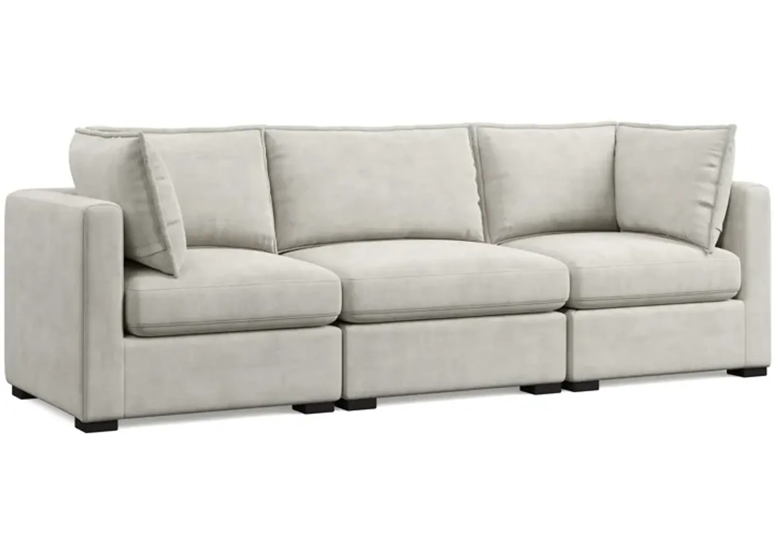 Bennett 3 Piece Flange Seam Modular Sofa  - Tan Twill