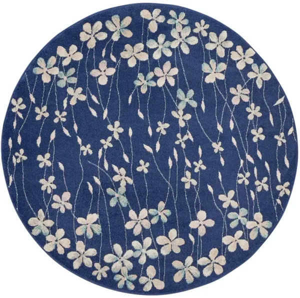 Tranquil TRA04 Navy 5'3" x Round Rug