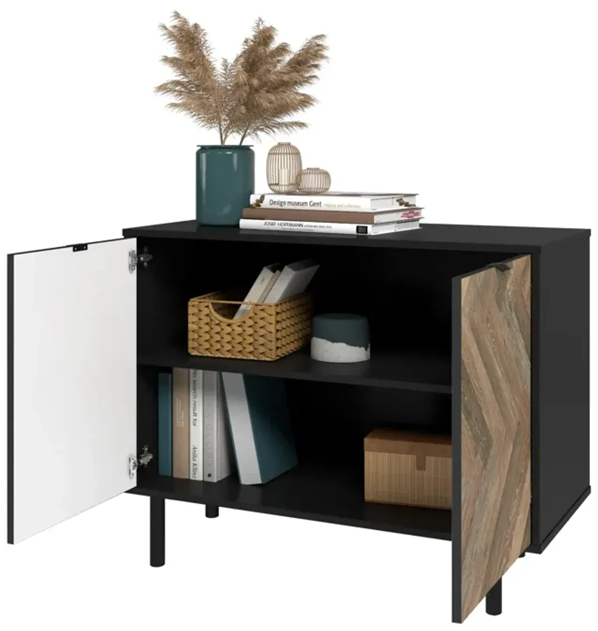 Liam Black and Brown Accent Cabinet
