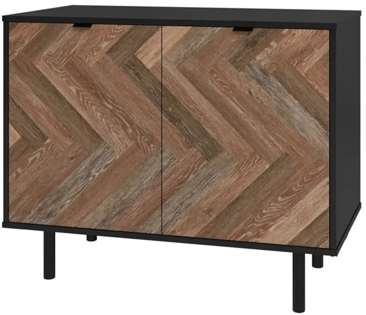 Liam Black and Brown Accent Cabinet