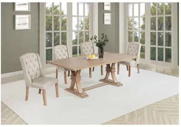 Best Quality Furniture 5 Piece Traditional Dining Table With Beige Side Chairs