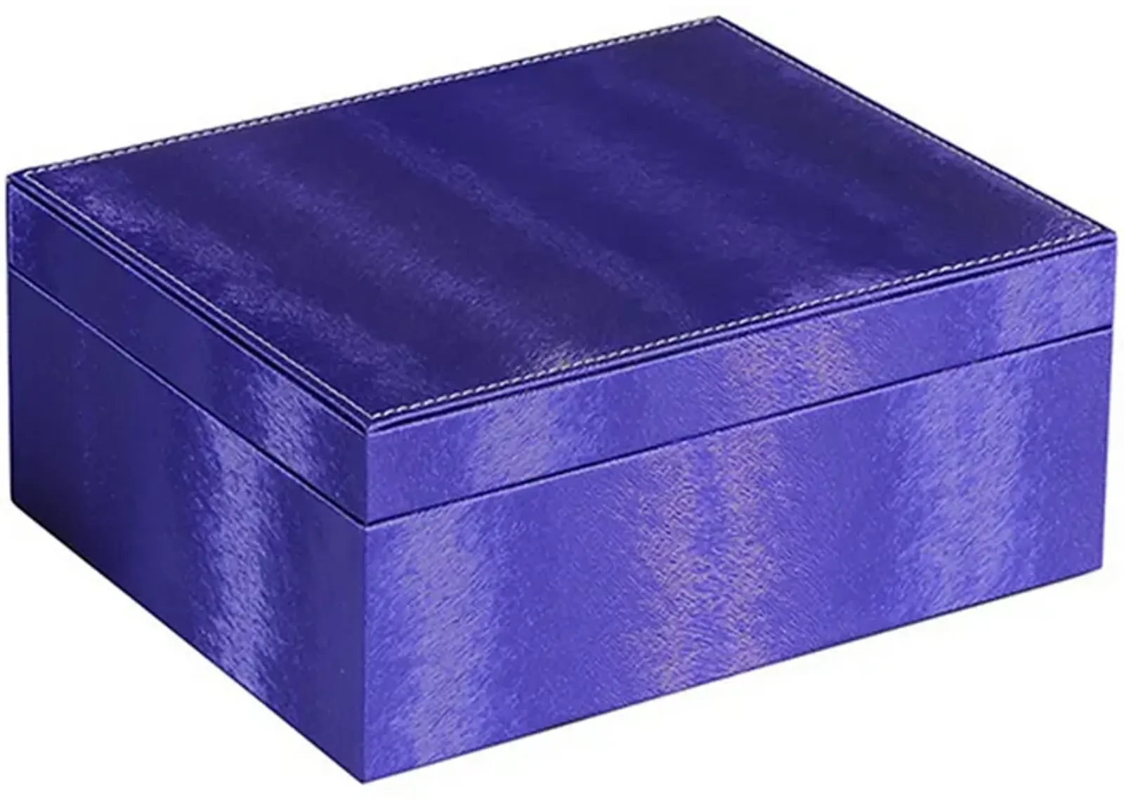 Jewelry Case with 2 Slots and Earrings Hanger, Blue - Benzara