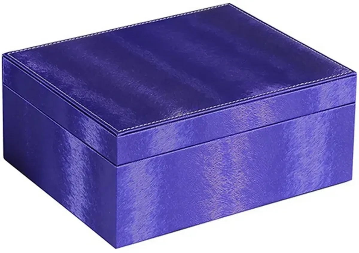 Jewelry Case with 2 Slots and Earrings Hanger, Blue - Benzara