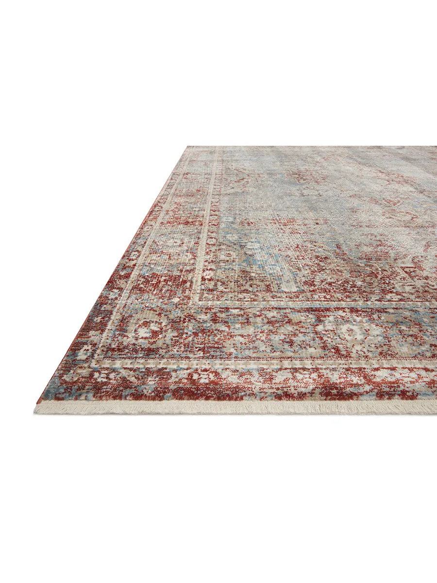 Elise ELI04 Sky/Red 5'3" x 7'9" Rug