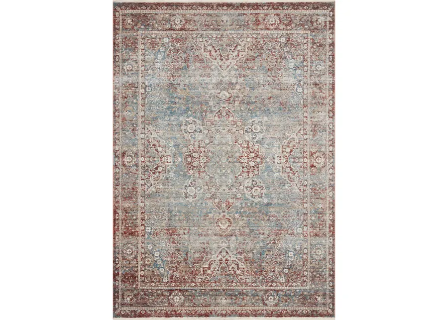 Elise ELI04 Sky/Red 5'3" x 7'9" Rug