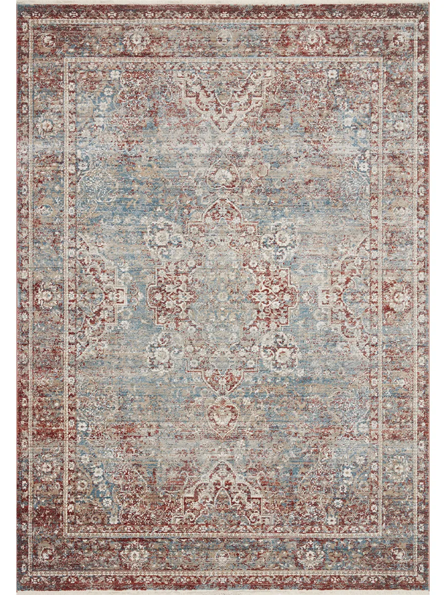 Elise ELI04 Sky/Red 5'3" x 7'9" Rug