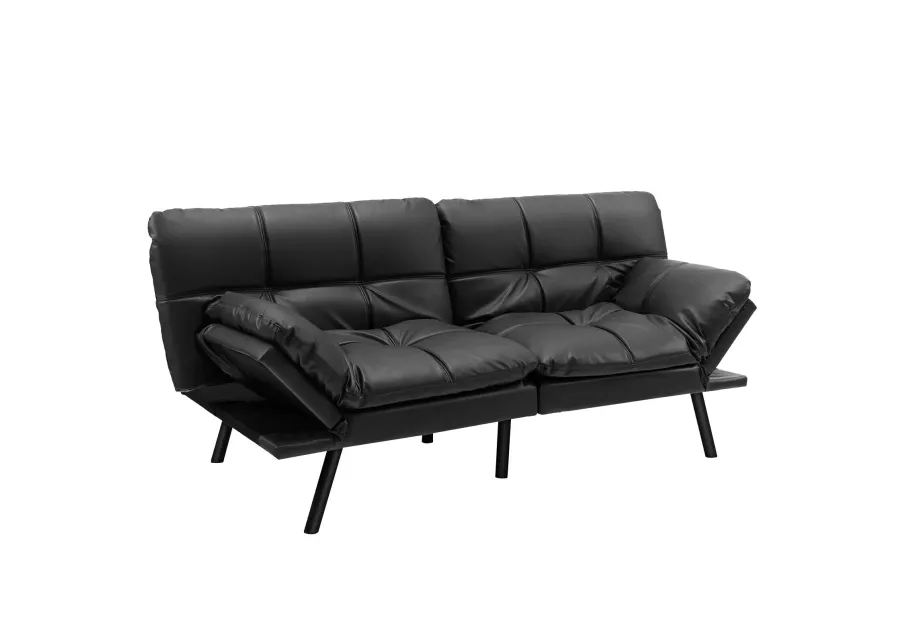 Convertible Memory Foam Futon Sofa Bed with Adjustable Armrest