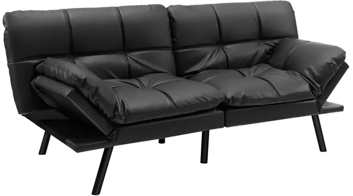 Convertible Memory Foam Futon Sofa Bed with Adjustable Armrest