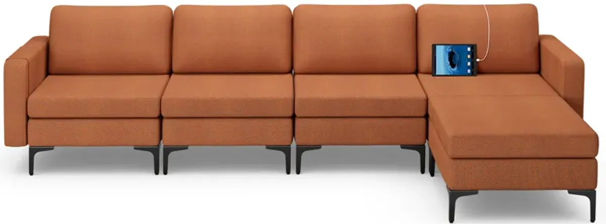 Costway Modular L-shaped Sectional Sofa w/ Reversible Chaise & 2 USB Ports