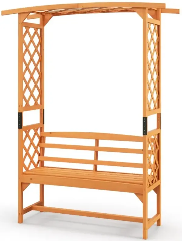 Hivvago Tall Patio Garden Arbor with Pergola and 2-Seat Bench for Garden Backyard Decoration