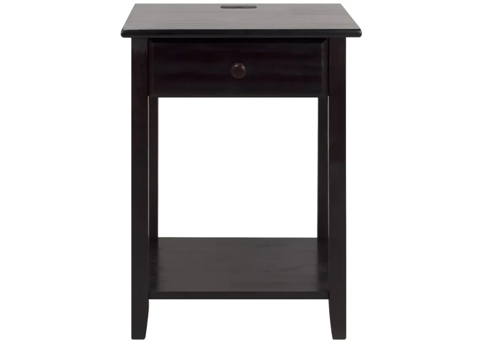 Casual Home Night Owl Nightstand with USB Ports-Espresso