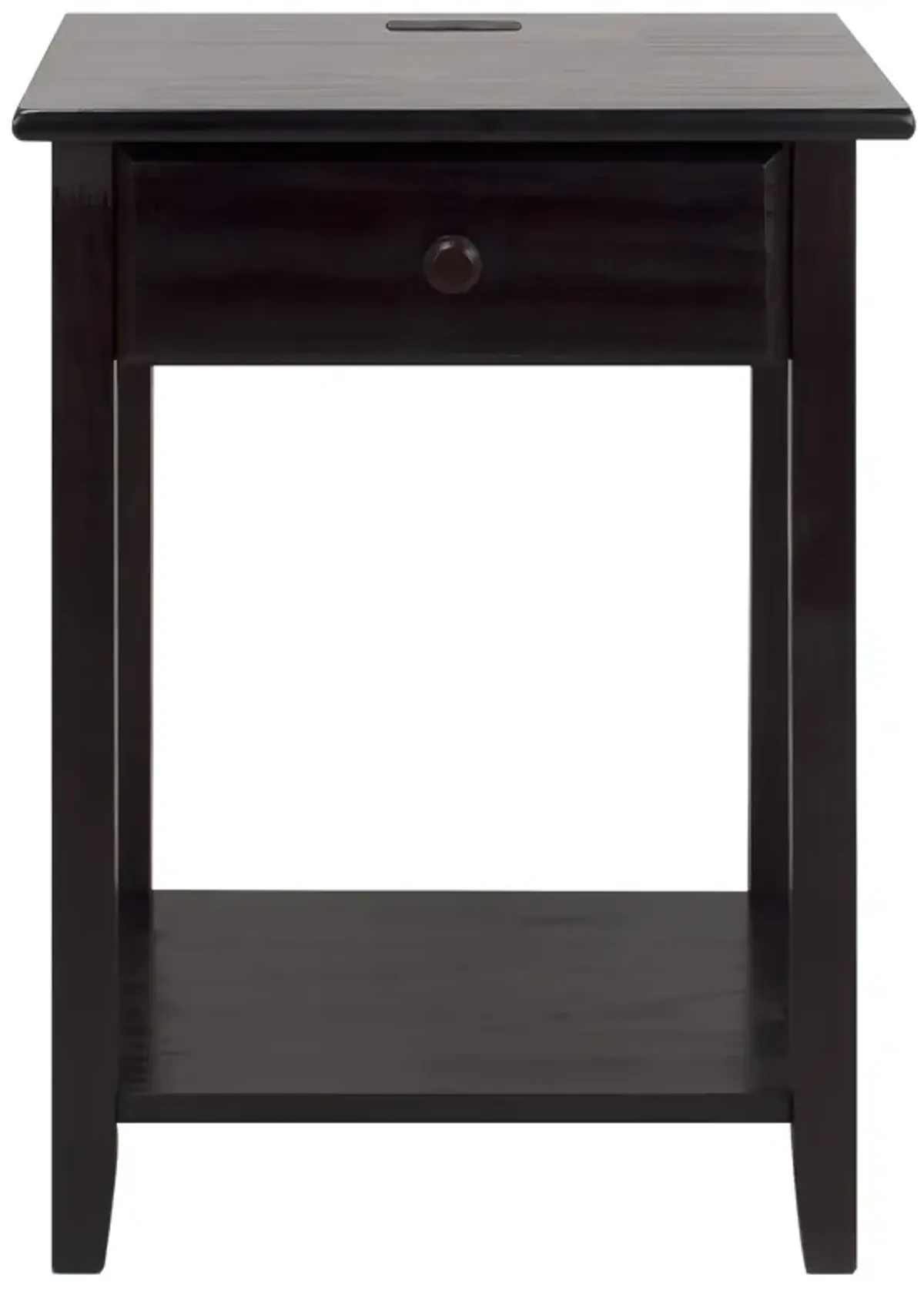 Casual Home Night Owl Nightstand with USB Ports-Espresso