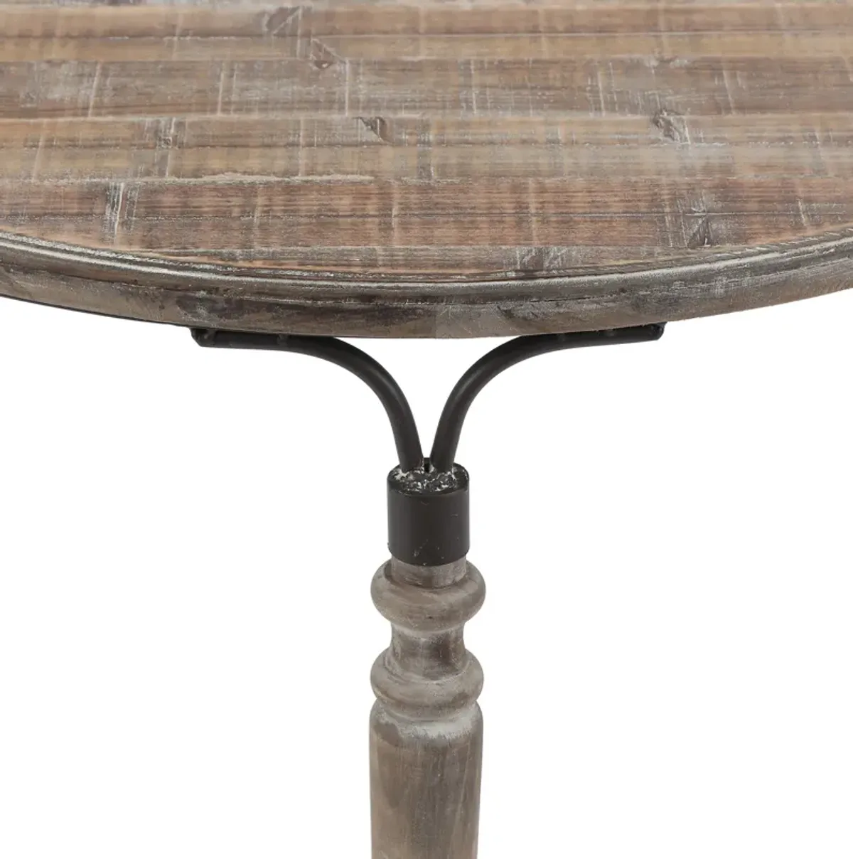 LuxenHome Rustic Wood and Metal Half Moon Console and Entry Table