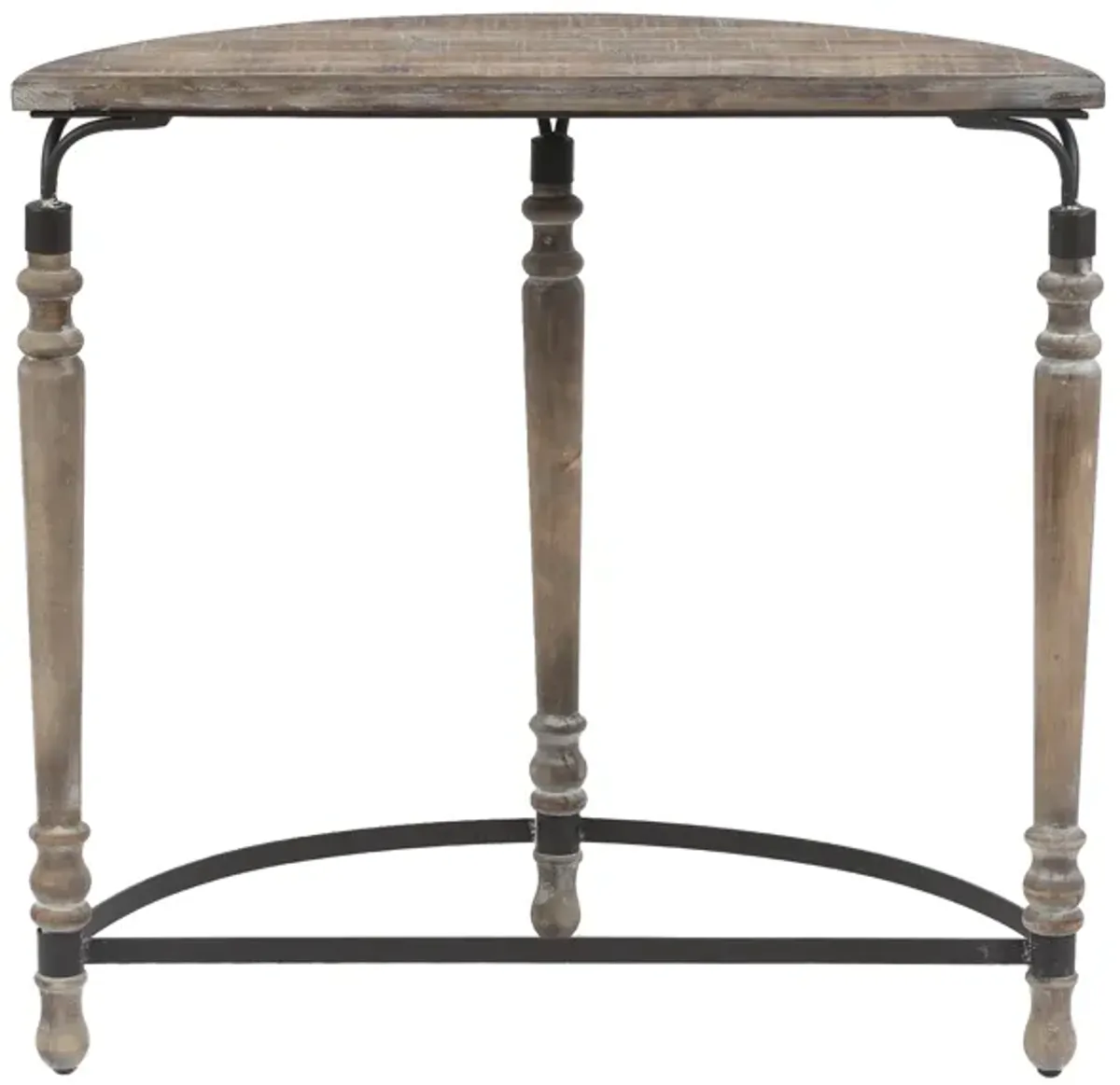 LuxenHome Rustic Wood and Metal Half Moon Console and Entry Table