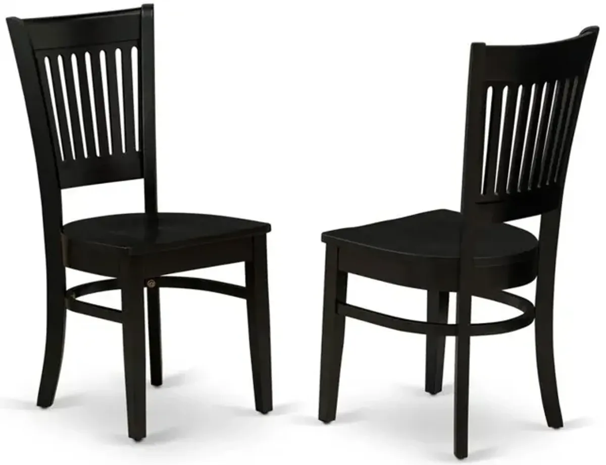 East West Furniture VAC-BLK-W Vancouver Dining Room Chairs - Slat Back Wood Seat Chairs, Set of 2, Oak