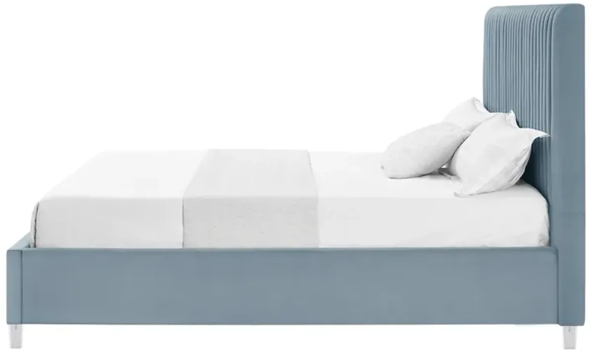 Inspired Home Jaylanie Velvet Platform Bed