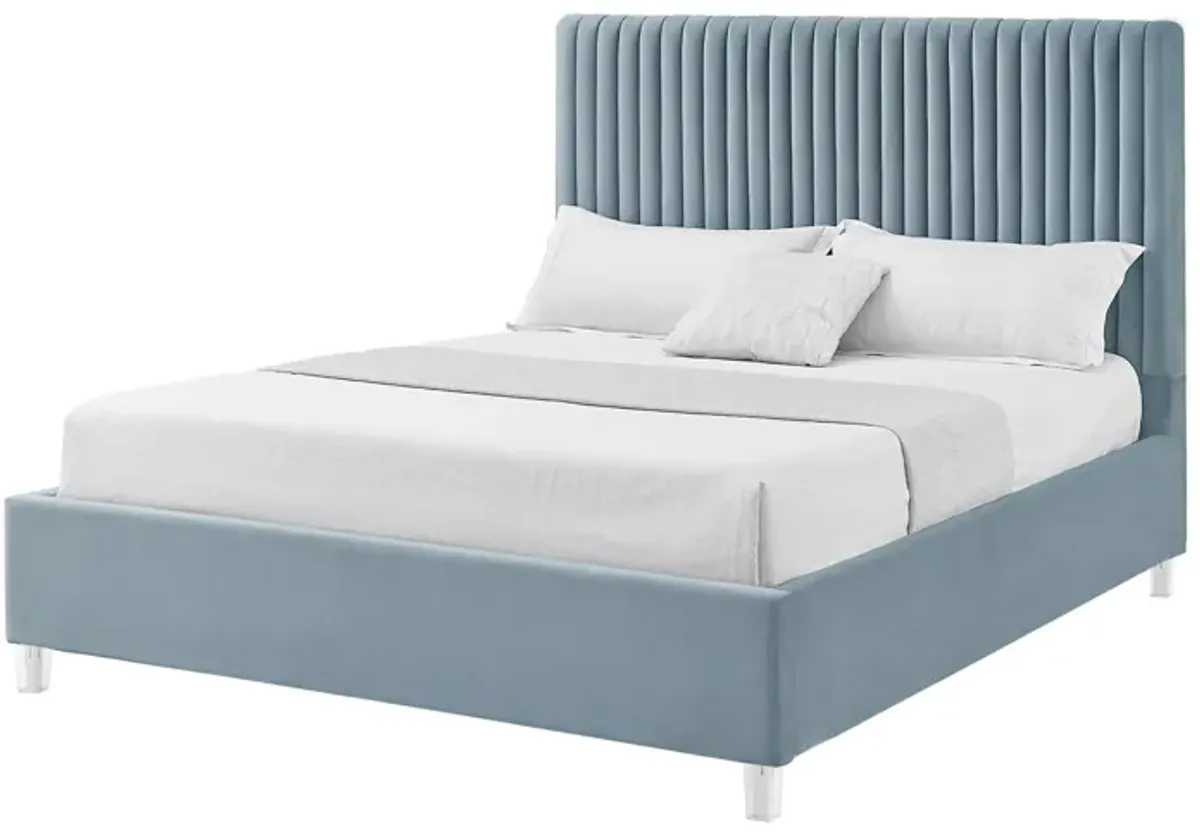 Inspired Home Jaylanie Velvet Platform Bed