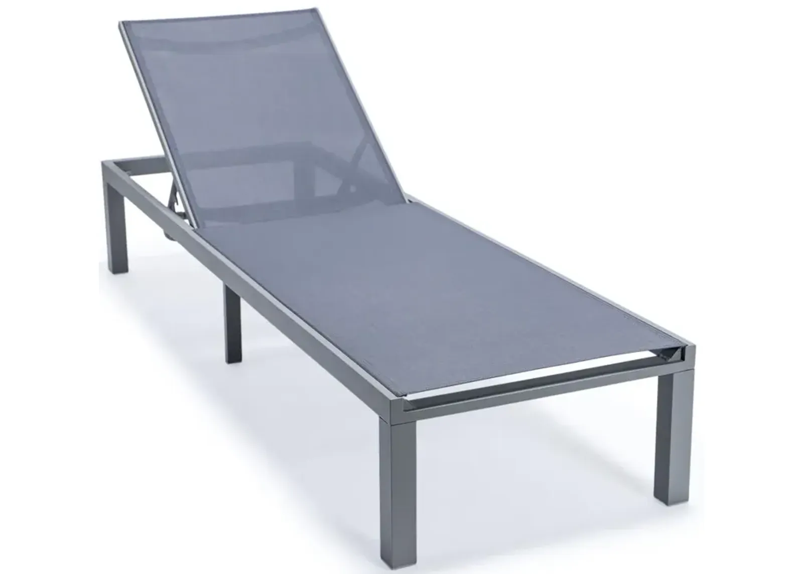 LeisureMod Marlin Patio Chaise Lounge Chair With Grey Aluminum Frame