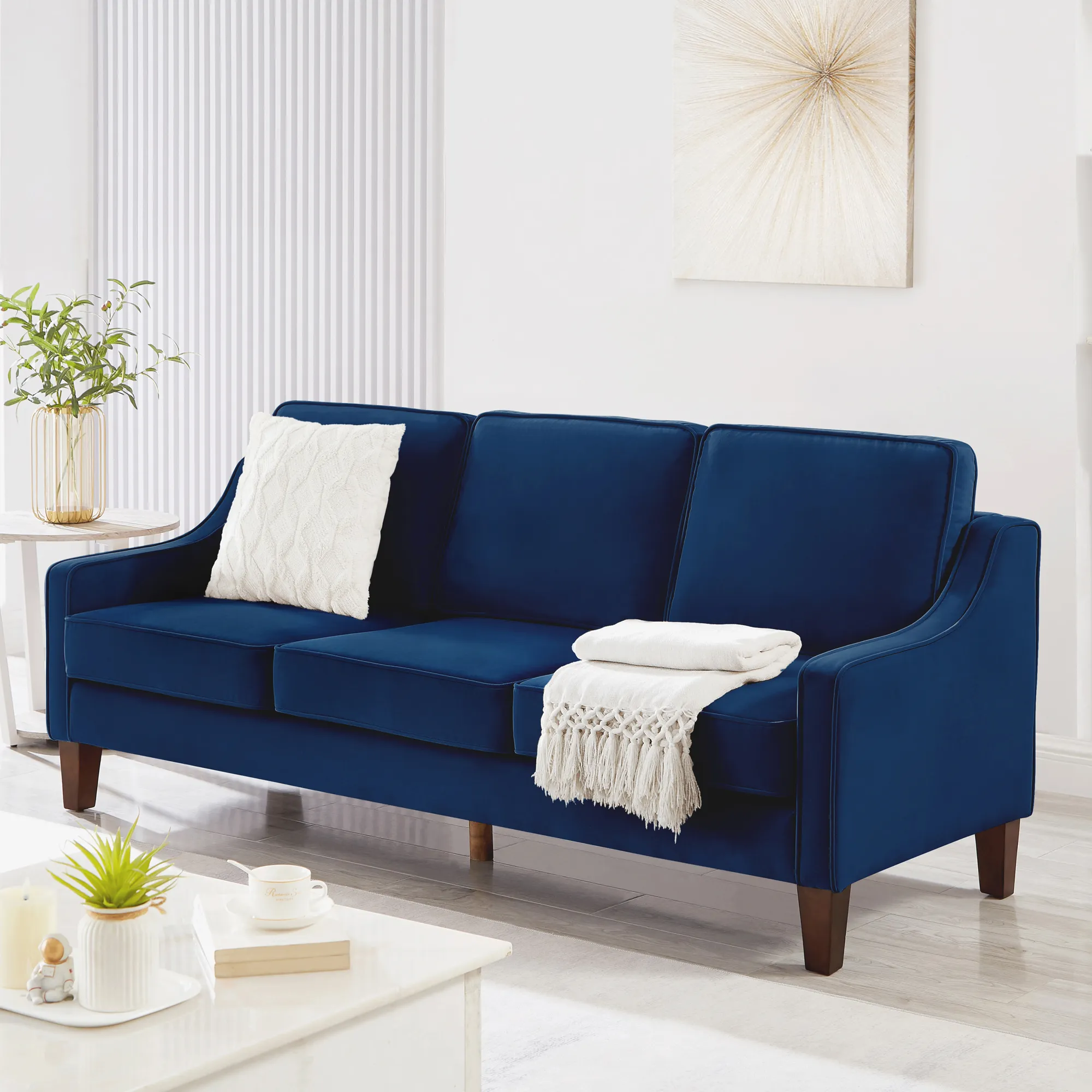 Merax Upholstered Velvet Sofa Couch with Wood legs