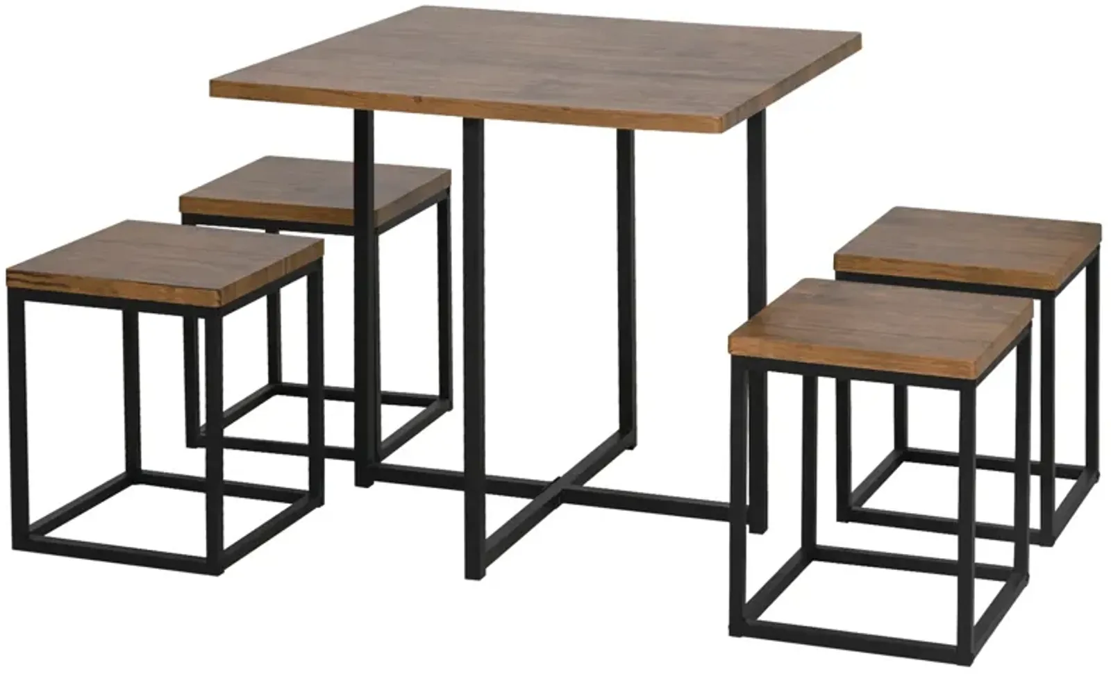 Walnut Space-Saver: 5-Piece Square Dining Set for Small Spaces