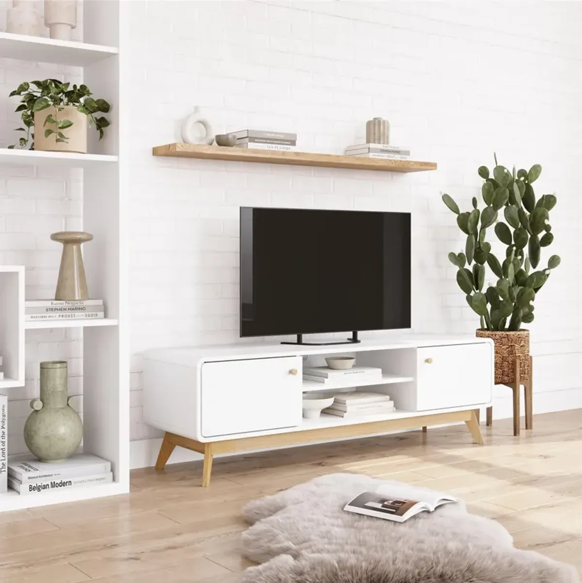 Leva Scandinavian 2 Door Rounded TV Stand