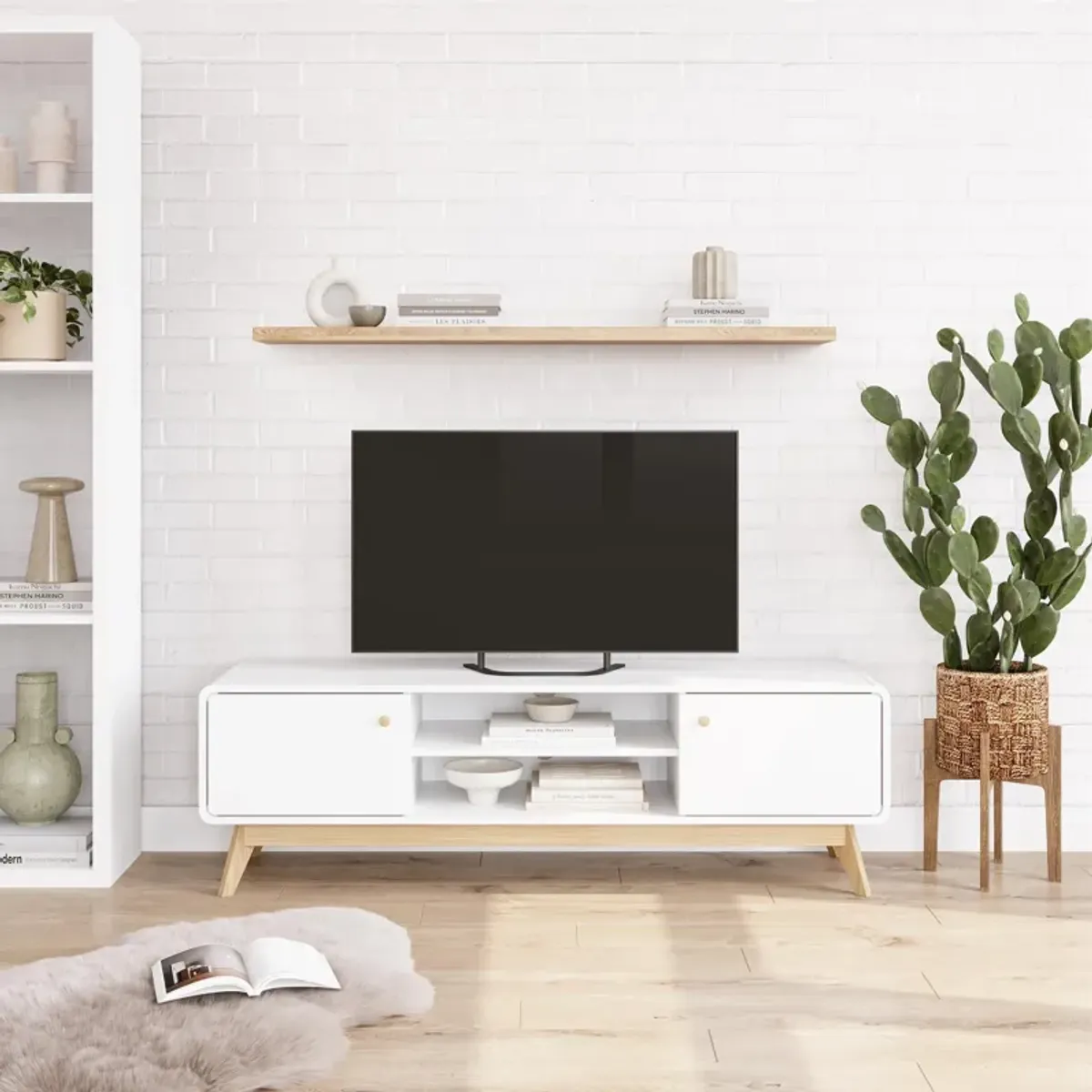 Leva Scandinavian 2 Door Rounded TV Stand