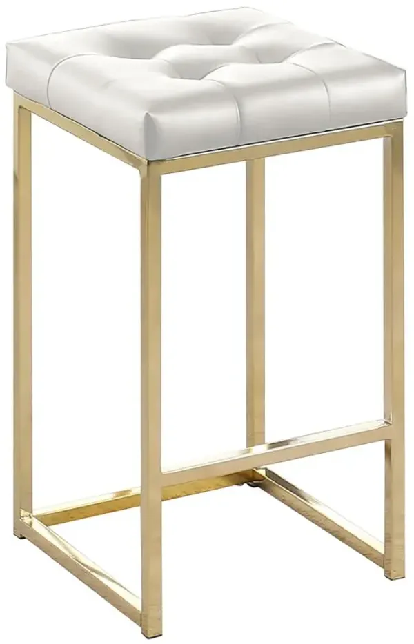 Jersey White Faux Leather Counter Height Stool in Gold (Set of 2)