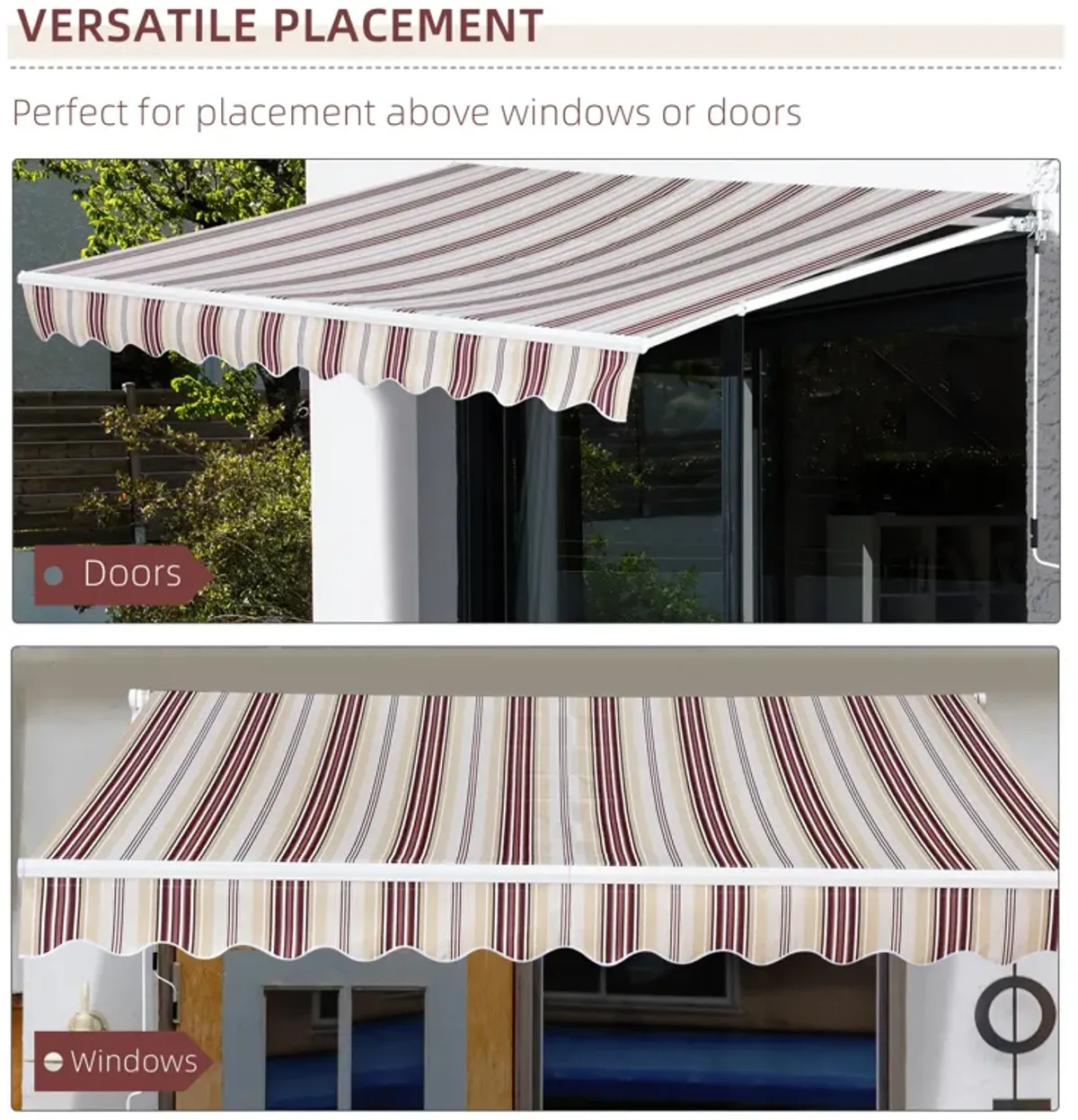 Red Sun Shield: 10x8 Manual Retractable UV-Protective Patio Awning