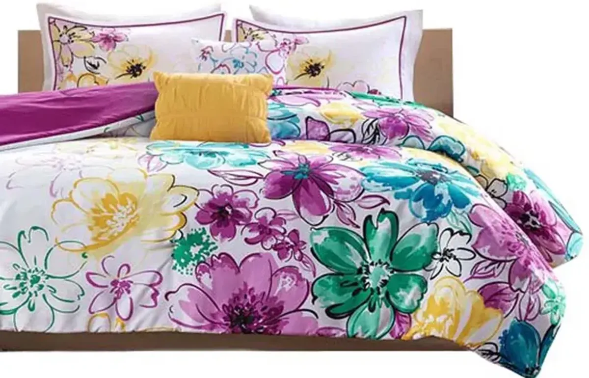 Gracie Mills Lysandra Floral Print Comforter Set